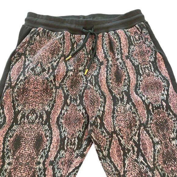 Eleven Paris Snakeskin Print Joggers Pink Gray Draw String Casual Pants, Size L - Picture 3 of 7